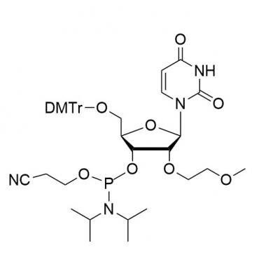 CAS     163759-97-5   (2R,3R,4R,5R)-2-((BIS(4-METHOXYPHENYL)(PHENYL)METHOXY)METHYL)-5-(2,4-DIOXO-3,4-DIHYDROPYRIMIDIN-1(2H)-YL)-4-(2-METHOXYETHOXY)TETRAHYDROFURAN-3-YL 2-CYANOETHYL DIISOPROPYLPHOSPHOR