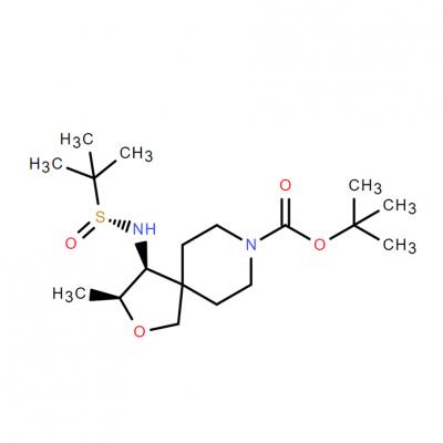 CAS   1801766-78-8       (3S,4S)-tert-butyl4-((R)-1,1-dimethylethylsulfinamido)-3-methyl-2-oxa-8-azaspiro[4.5]decane-8-carboxylate(WXC08153)