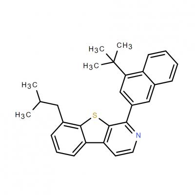 CAS     2453258-76-7     [1]Benzothieno[2,3-c]pyridine, 1-[4-(1,1-dimethylethyl)-2-naphthalenyl]-8-(2-methylpropyl)-