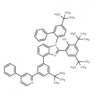 CAS     2770779-50-3       Phenol, 2,4-bis(1,1-dimethylethyl)-6-[1-[5-(1,1-dimethylethyl)[1,1'-biphenyl]-2-yl]-4-[3-(1,1-dimethylethyl)-5-(4-phenyl-2-pyridinyl)phenyl]-1H-benzimidazol-2-yl]-