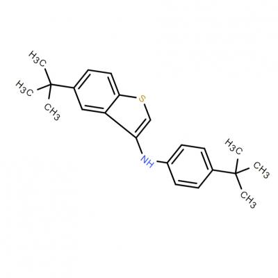 CAS      2648147-42-4    Benzo[b]thiophen-3-amine, 5-(1,1-dimethylethyl)-N-[4-(1,1-dimethylethyl)phenyl]-