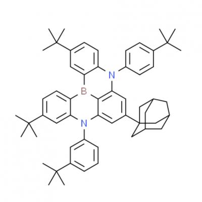 CAS     2760492-64-4   5H,9H-[1,4]Benzazaborino[2,3,4-kl]phenazaborine, 2,11-bis(1,1-dimethylethyl)-9-[3-(1,1-dimethylethyl)phenyl]-5-[4-(1,1-dimethylethyl)phenyl]-7-tricyclo[3.3.1.13,7]dec-1-yl-