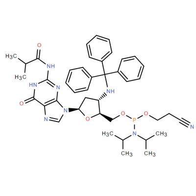 CAS    195375-66-7     N2-isobutyryl-3'-(trityl)amino-2', 3'-dideoxyguanosine-5'-cyanoethyl Phosphoramidite