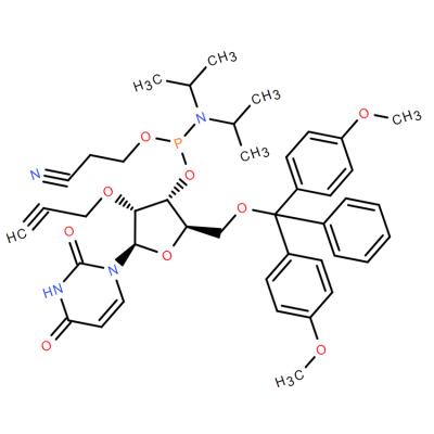 CAS   171486-62-7     5'-O-DMT-2'-O-propynyluridine 3'-CE phosphoramidite