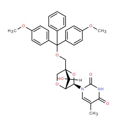 CAS    206055-71-2    1-[5'-O-(4,4'-Dimethoxytrityl)-2-O,4-C-methylene-beta-D-ribofuranosyl]-5-methyluracil