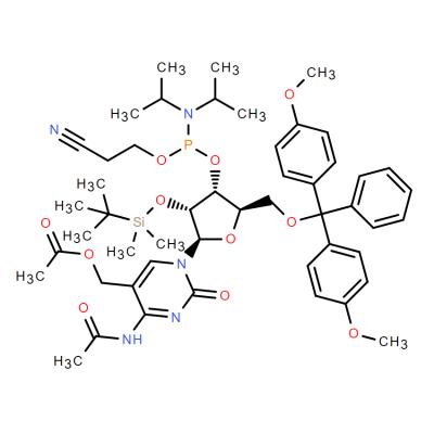 CAS    1887094-84-9       Cytidine, N-acetyl-5-[(acetyloxy)methyl]-5'-O-[bis(4-methoxyphenyl)phenylmethyl]-2'-O-[(1,1-dimethylethyl)dimethylsilyl]-, 3'-[2-cyanoethyl N,N-bis(1-methylethyl)phosphoramid