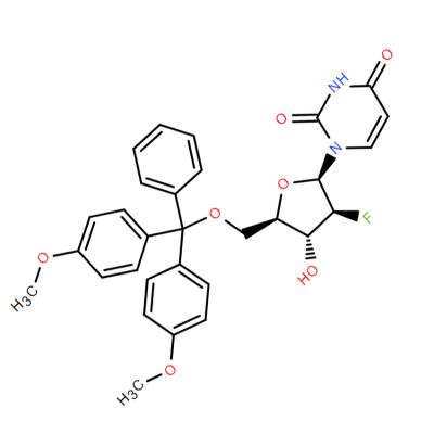 CAS   144822-63-9      1-[5-O-[Bis(4-methoxyphenyl)phenylmethyl]-2-deoxy-2-fluoro-beta-D-arabinofuranosyl]-2,4(1H,3H)-pyrimidinedione