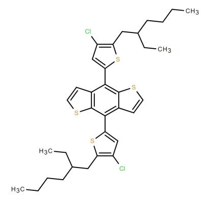 CAS    2237223-05-9     4,8-bis(4-chloro-5-(2-ethylhexyl)thiophen-2-yl)benzo[1,2-b:4,5-b']dithiophene