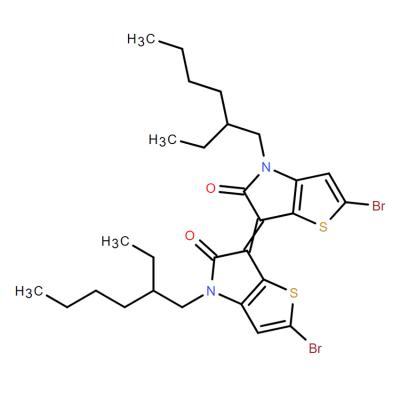 CAS   1147124-49-9      (E)-2,2'-dibromo-4,4'-bis(2-ethylhexyl)-[6,6'-bithieno[3,2-b]pyrrolylidene]-5,5'(4H,4H')-dione