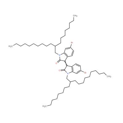 CAS    1263379-85-6      2H-Indol-2-one, 6-broMo-3-[6-broMo-1,2-dihydro-1-(2-octyldodecyl)-2-oxo-3H-indol-3-ylidene]-1,3-dihydro-1-(2-octyldodecyl)-