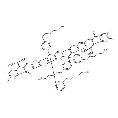 CAS    2097998-59-7   3,9-bis(2-methylene-((3-(1,1-dicyanomethylene)-6,7-difluoro)-indanone))-5,5,11,11-tetrakis(4-hexylphenyl)-dithieno[2,3-d:2',3'-d']-s-indaceno[1,2-b:5,6-b']dithiophene