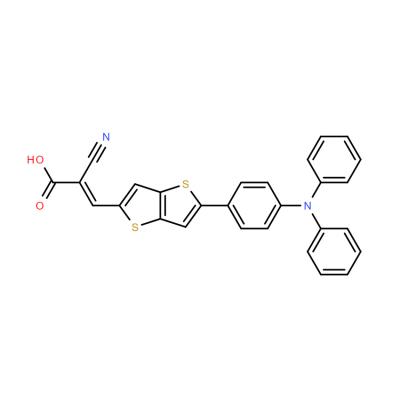 CAS     1092363-69-3  	2-Cyano-3-[5-(4-diphenylamino-phenyl)-thieno[3,2-b]thiophen-2-yl]-acrylic acid