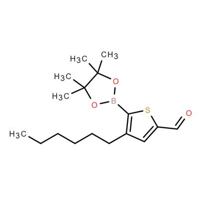 CAS   1402132-40-4      2-(4,4,5,5-tetramethy-1,3,2-dioxaborolan-2-yl)-3-hexylthiophene-5-carbaldehyde