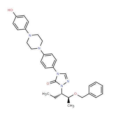 CAS   184177-83-1   2-[(1S,2S)-1-ethyl-2-bezyloxypropyl]-2,4-dihydro-4-[4-[4-(4-hydroxyphenyl)-1-piperazinyl]phenyl]- 3H-1,2,4-Triazol-3-one,